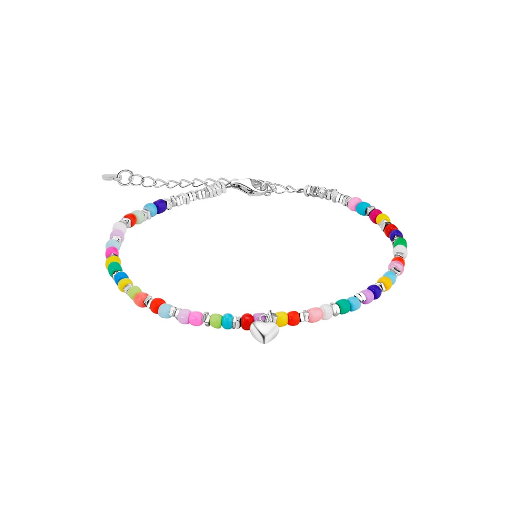Top Sale Rainbow Colorful Beach Surfing Bohemian Y2K Bracelets Heart Charmed Silver Beaded Bracelets for Women