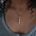 Hypoallergenic Non Tarnish Long Bar Pendant Square Diamond Necklace Waterproof Jewelry Gold Necklaces Bling Cubic Zirconia