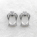 Sterling Silver 8*10mm Semi Mount Stud Earrings Empty Support Blank Claws Setting S925 Base Without Center Stone for DIY Inlay