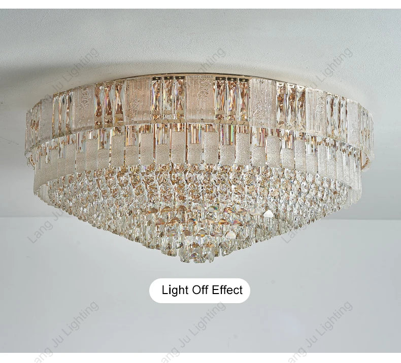 Modern Minimalist Restaurant Ceiling Lamp Glass Glass Gold Round Crystal Ceiling Lamp Retro Minimalist Style Lamp for Bedroom