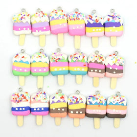 Diy Custom Keychain Polymer Clay Necklace Making Jewelry Accessories Kids Cute Soft Resin Ice Cream Charm Pendant