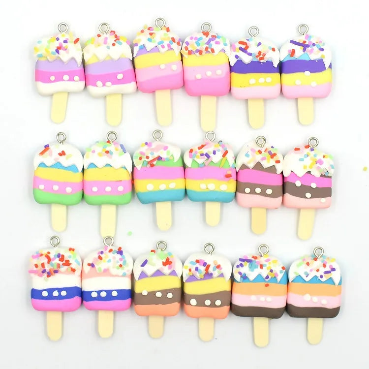 Diy Custom Keychain Polymer Clay Necklace Making Jewelry Accessories Kids Cute Soft Resin Ice Cream Charm Pendant