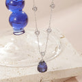 Abiding Delicate 925 Sterling Silver Bubble Bead Decoration Lab Grown Sapphire Charm Pendant Necklace Link