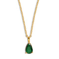 Waterproof Jewelry Drop Necklace 18K Gold Plated Stainless Steel Emerald Green Natural Stone Pendant Necklace Jewelry