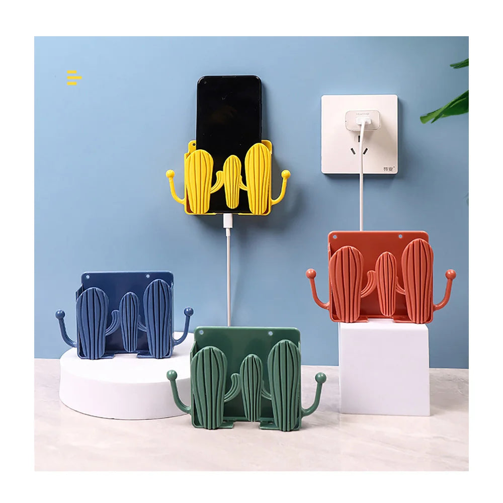 Cactus wall mounted mobile phone TV air conditioning remote control wall storage box punch free storage rack bathroom hook