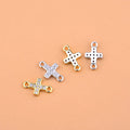 New Style 925 Sterling Silver Gold Vermeil Zircon Cross Connector Bracelet Making Pendant