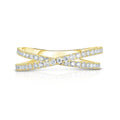 LOZRUNVE 925 Sterling Silver 18k Gold Vermeil Fashion Elegant Overcross Cross Band Ring Stacking