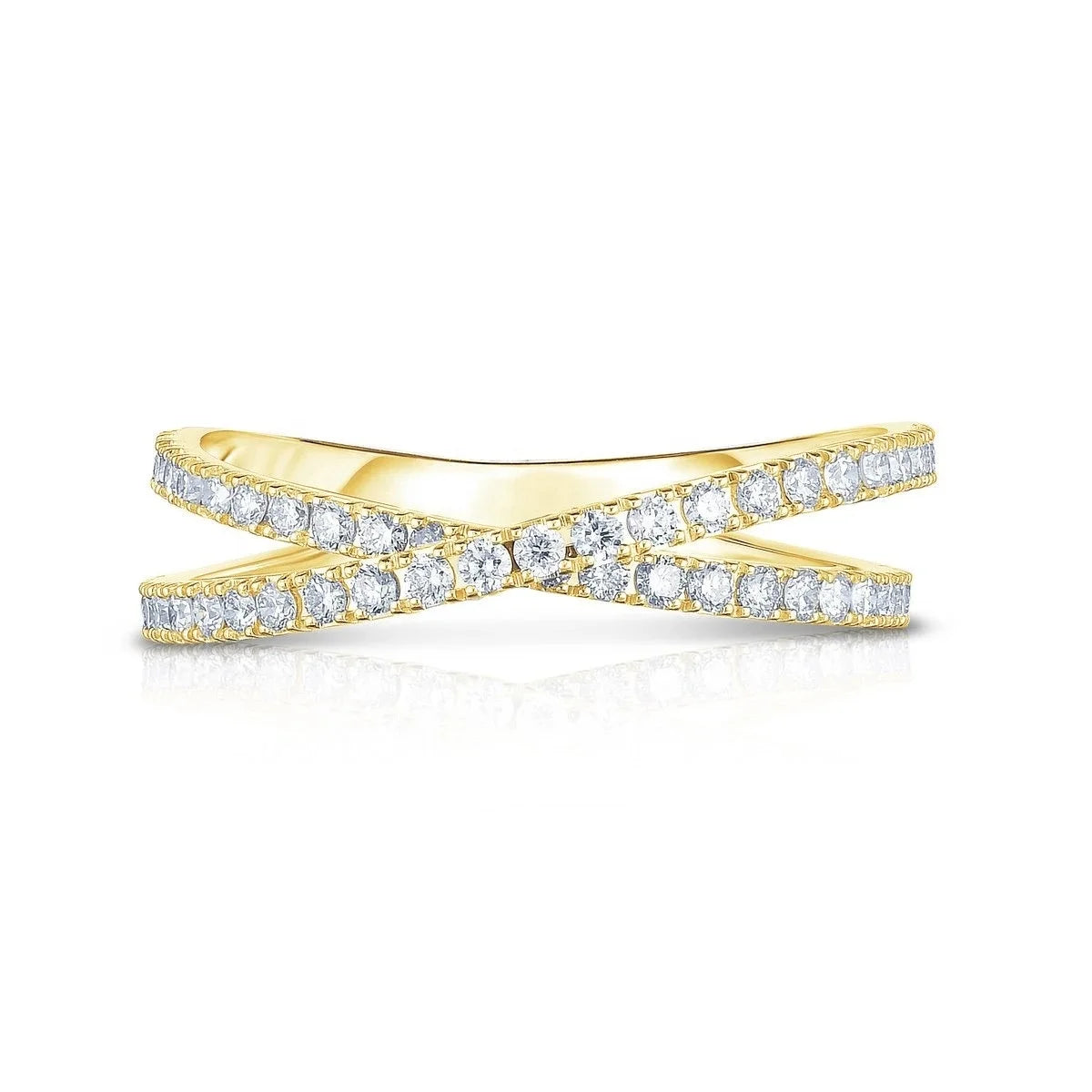 LOZRUNVE 925 Sterling Silver 18k Gold Vermeil Fashion Elegant Overcross Cross Band Ring Stacking