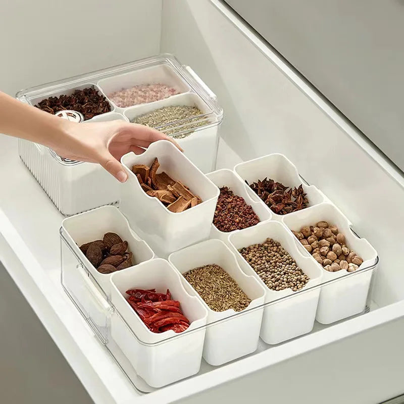 NEW 4/8 Grids Divided Serving Tray With Lid Plastic Food Storage Organizer for Snack Box BPA-Free Kitchen Organizer Bin