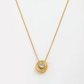 Fenny 18K Gold Plated Tarnish Free Classic Fashion Simple Round Zirconia Pendant Stainless Steel Necklace Jewelry for Wo