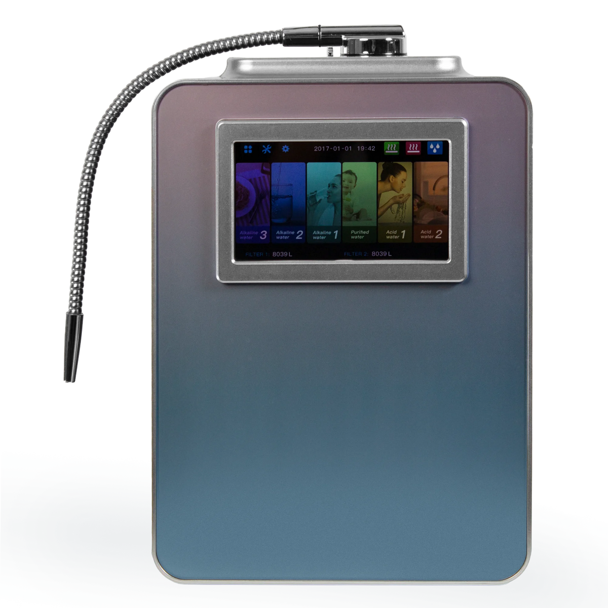 Home Water Ionizer Hydrogen Machine with pH Levels 2.8 to 11.2 ORP Level +500mv to -800mv Hydrogen Concentration 300-1500ppb