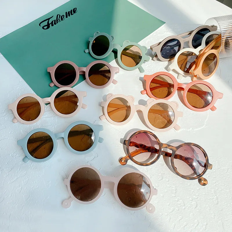 2021 High Quality Round Baby Sunglasses Vintage Retro Children Glasses in Blue Purple Coffee Frames Sun Glasses for Girls