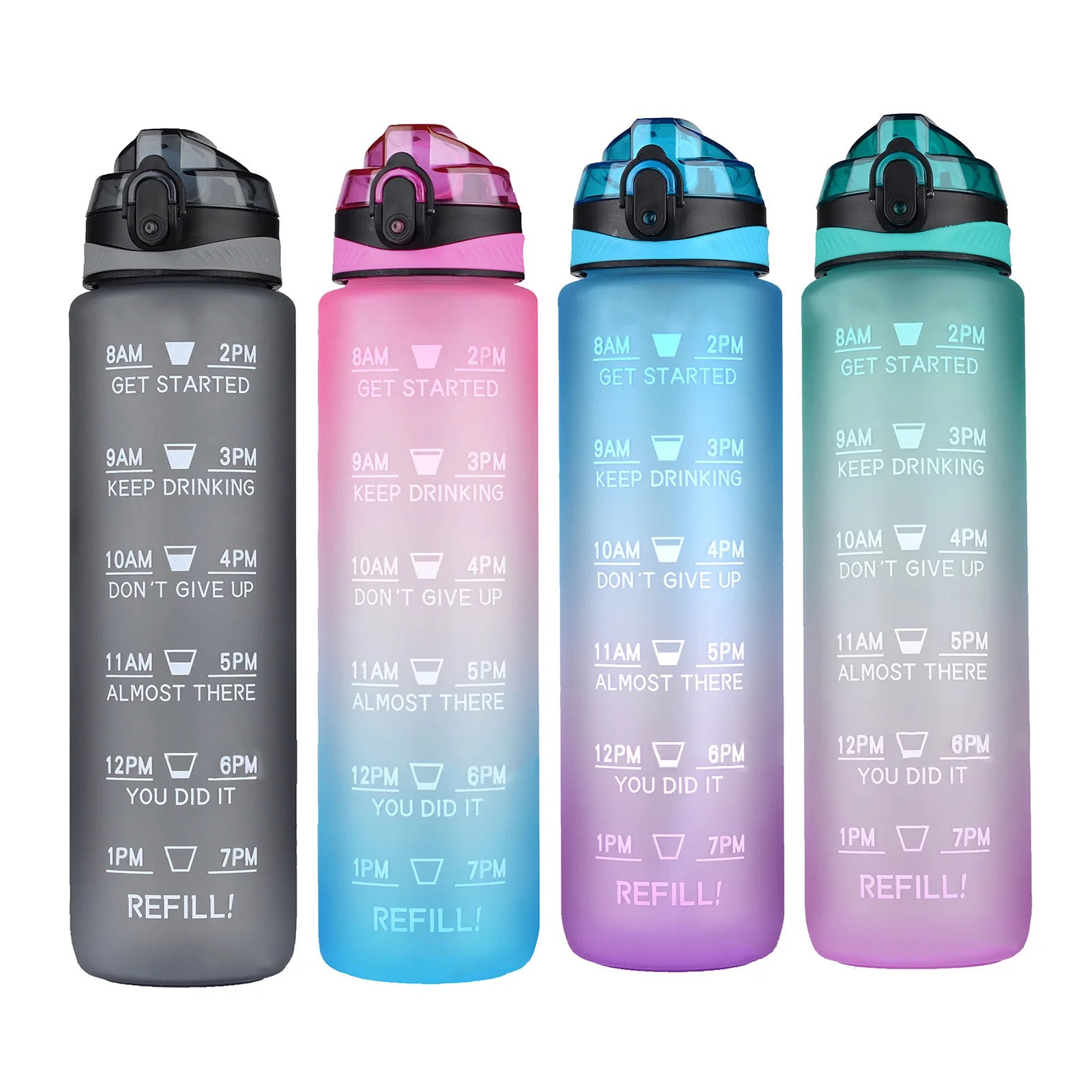 Hot Selling BPA-Free Straight Gym Sports Water Bottle with Time Marker Novel Novelties New Product for Direct Drinking