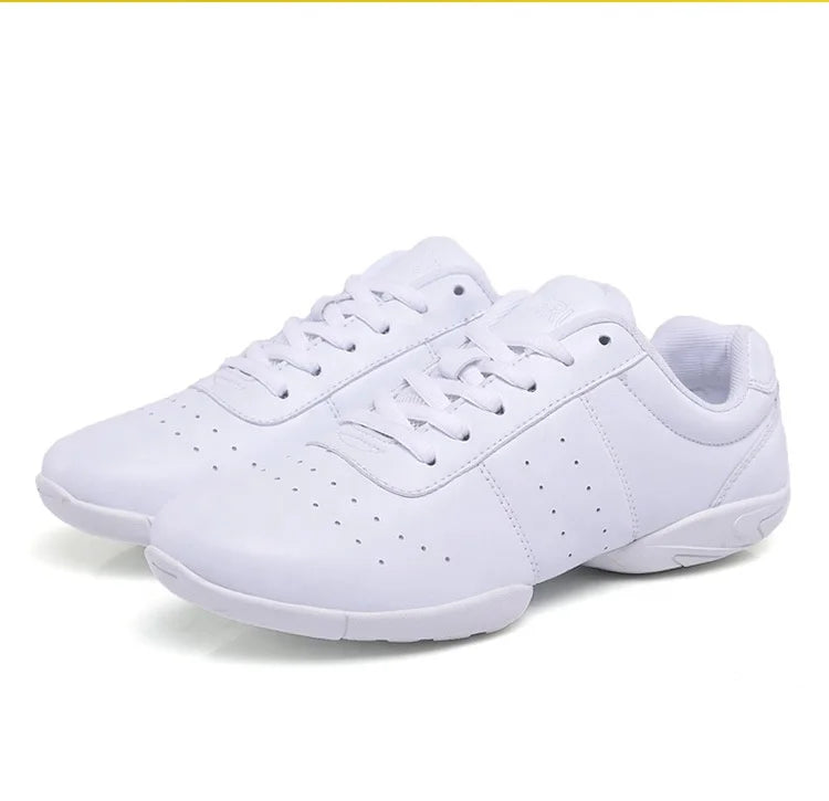 New Arrival Latin Salsa Ballroom Sport Shoes for Women Low Heel Gymnastic Style in Black/White Made of Leather