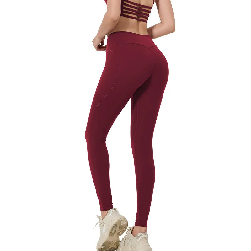 MAYYOUNG High Waist Butt Lifting Yoga Leggings New Arrival Soft Stretchy Seamless Contoured Waistband Solid Hidden Pants