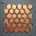 Brown Color Hexagon Shape Self Adhesive Mirror Glass Electroplated Tiles Mosaic Peel and Stick Mosaiken