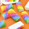 Rainbow Cake Roll Resin Flatback Cabochon for Diy Jewelry Making Earrings Keychain Pendants Doll House Miniature Toy