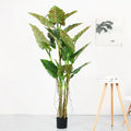 Factory Direct Sale Green Taro Leaf Artificial Potted Plant Tree with PE Material Customizable Size for Indoor Decoration