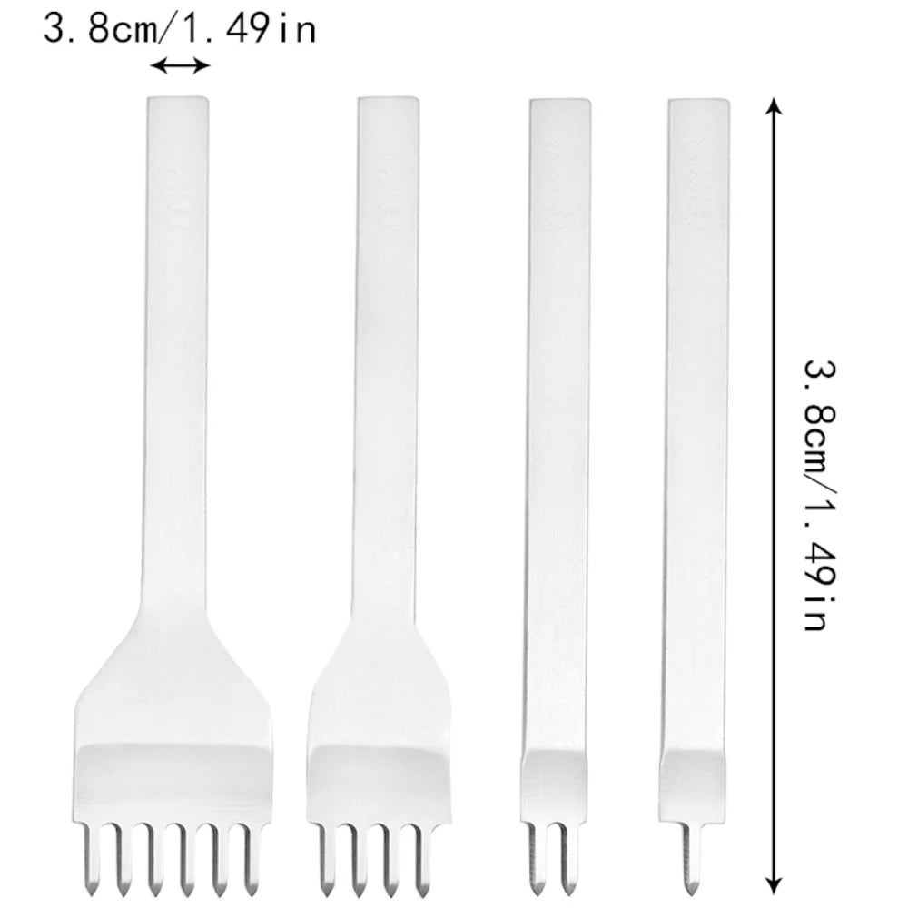 Steel 4mm Prong DIY Lacing Stitching Chisel Set Leather Craft Kits