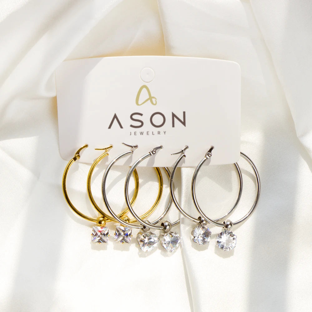 Luxury 18k Gold Plated Hot Selling Stainless Cubic Steel Zircon Hoop Earring for Women