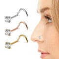 20G Surgical Steel Nose Piercing Jewelry Round Rhinestone Zircon S Shape Nose Pin Indian Style Septum Zircon Nose Studs