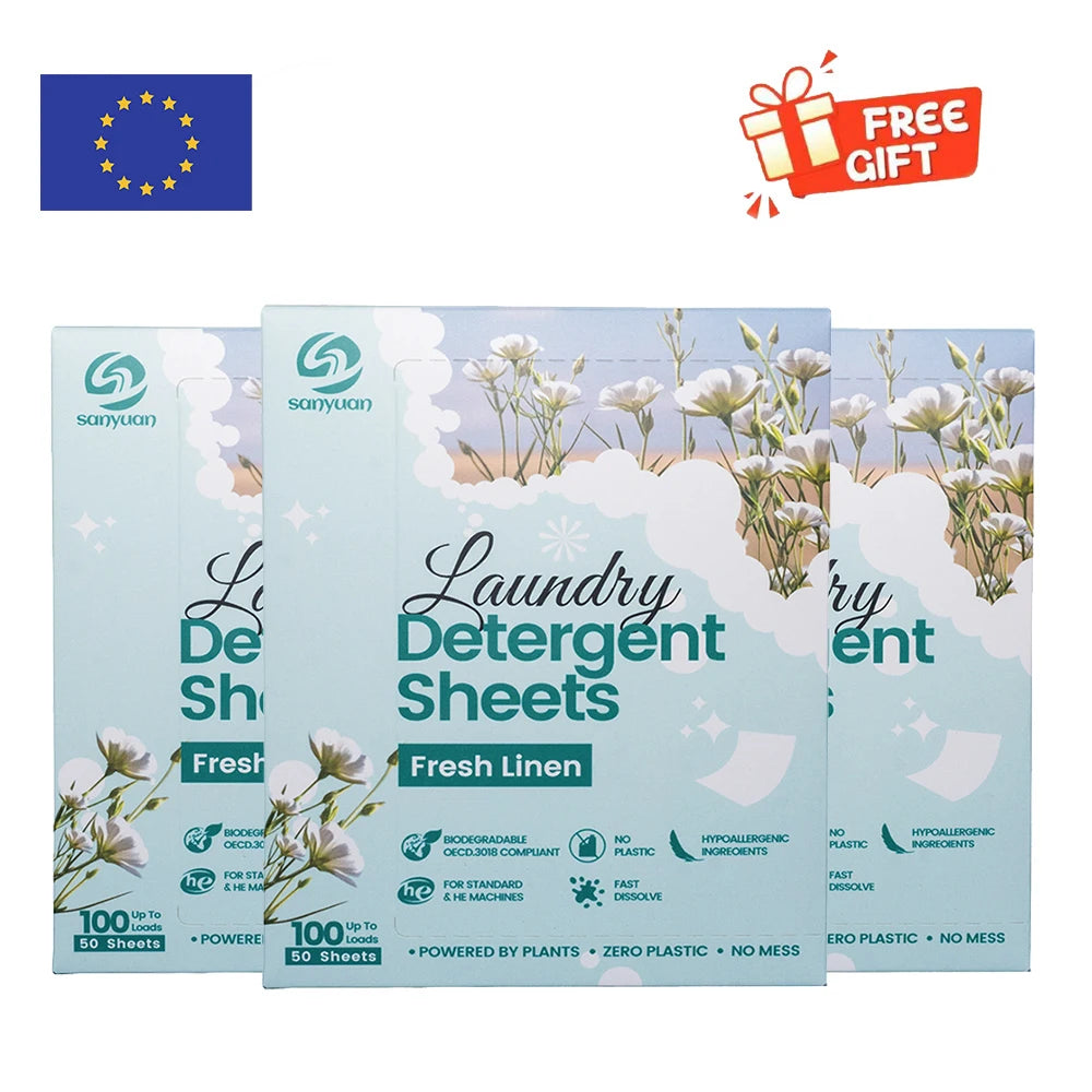 OEM Laundry Strips Cold Water Quick Dissovle Stain Removal Fresh Linen Scent Enzymes Plastic Free Laundry Detergent Sheets