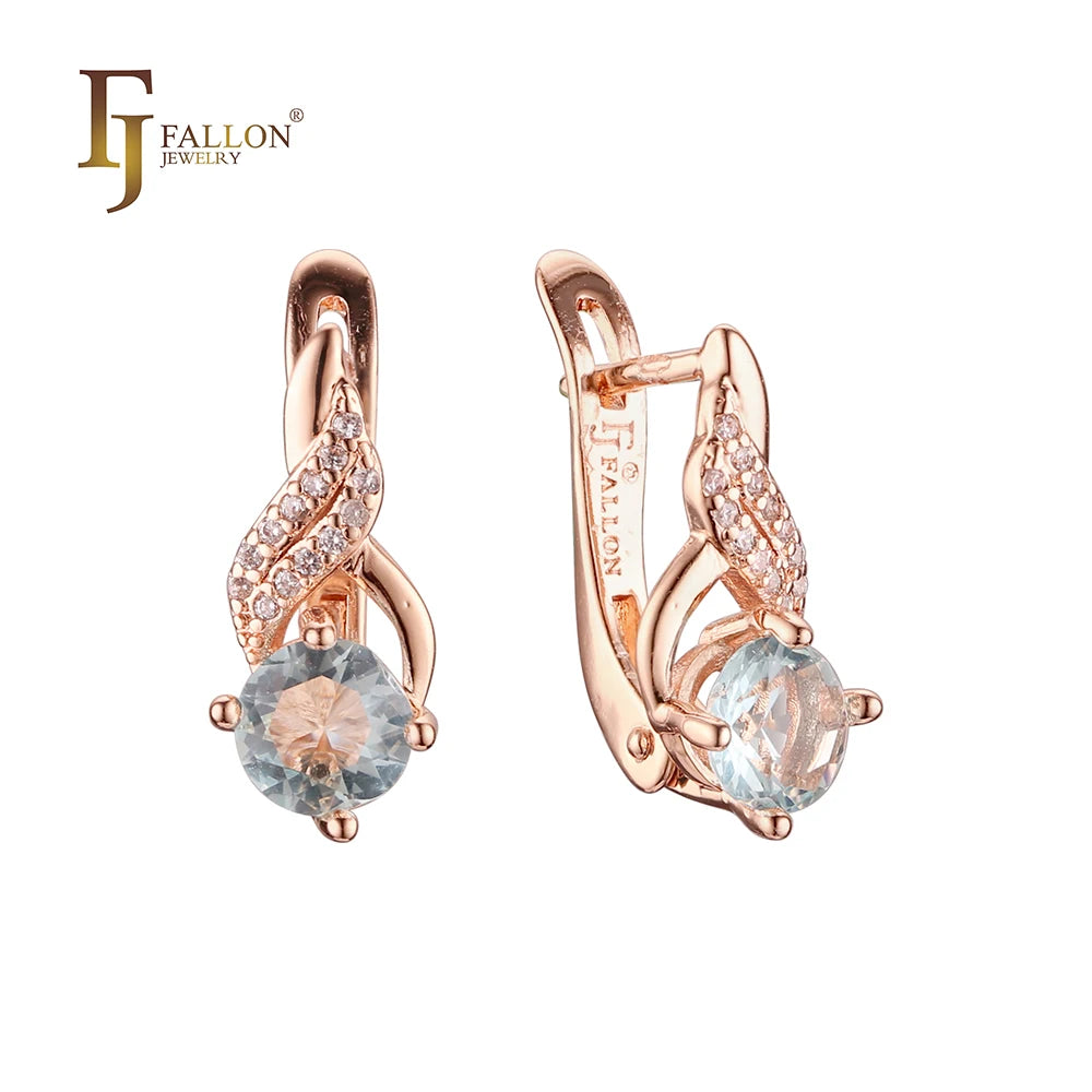 FJ Fallon Fashion Jewelry Earrings Plated in 585 Rose Gold Brass Based