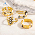 SUMMLY Trend Wholesale Personalized Black and White Color Pattern Irregular Shape 18K Gold Plated Stainless Steel Ring