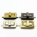 Women's Square-shaped Leather Purse with Zinc Alloy Twist Turn Locks Closure Bag Metal Luggage Locks and Handbag Accessories