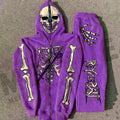 Custom Embroidery Skeleton Sweatsuit Full Face Zip Hoodie and Sweatpants Two Piece Set Men Track Suit Sportswear Sweat Suits