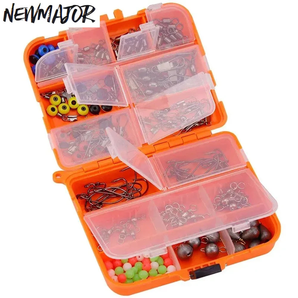 NEWMAJOR 165pcs Carp Fishing Accessories Set Waterproof Aluminium Fishhook & Lure Combination for Fishing Enthusiasts