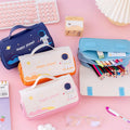 Cute Cartoon Large-capacity Pencil case Stationery Bag Happy Plant Creative Double-layer Pencil Bag with Handle