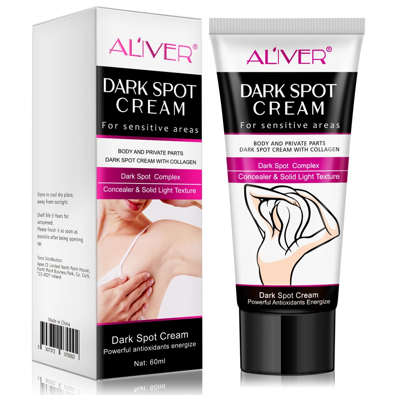 ALIVER Women Private Part Whitening Creamnatural 60ml Body Sensitive Areas Inner Thigh Underarm Skin Whitening Cream
