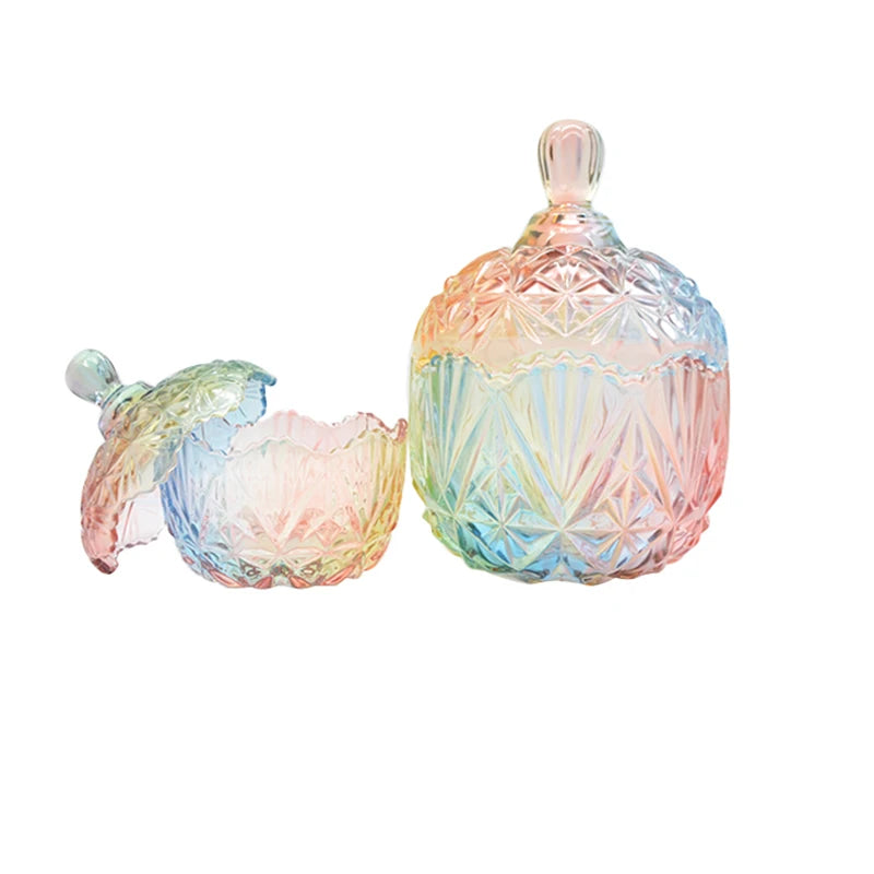 Unique Home Decorative Candy Jars Glass Crystal Candy Jars Elegant Jewelry Jar with Glass Lid