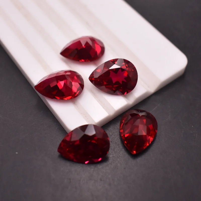 Ruby Loose Pear Cut CZ Stones Gem Stone Diamond Lab Grown Diamonds Jewelry Cubic Zirconia