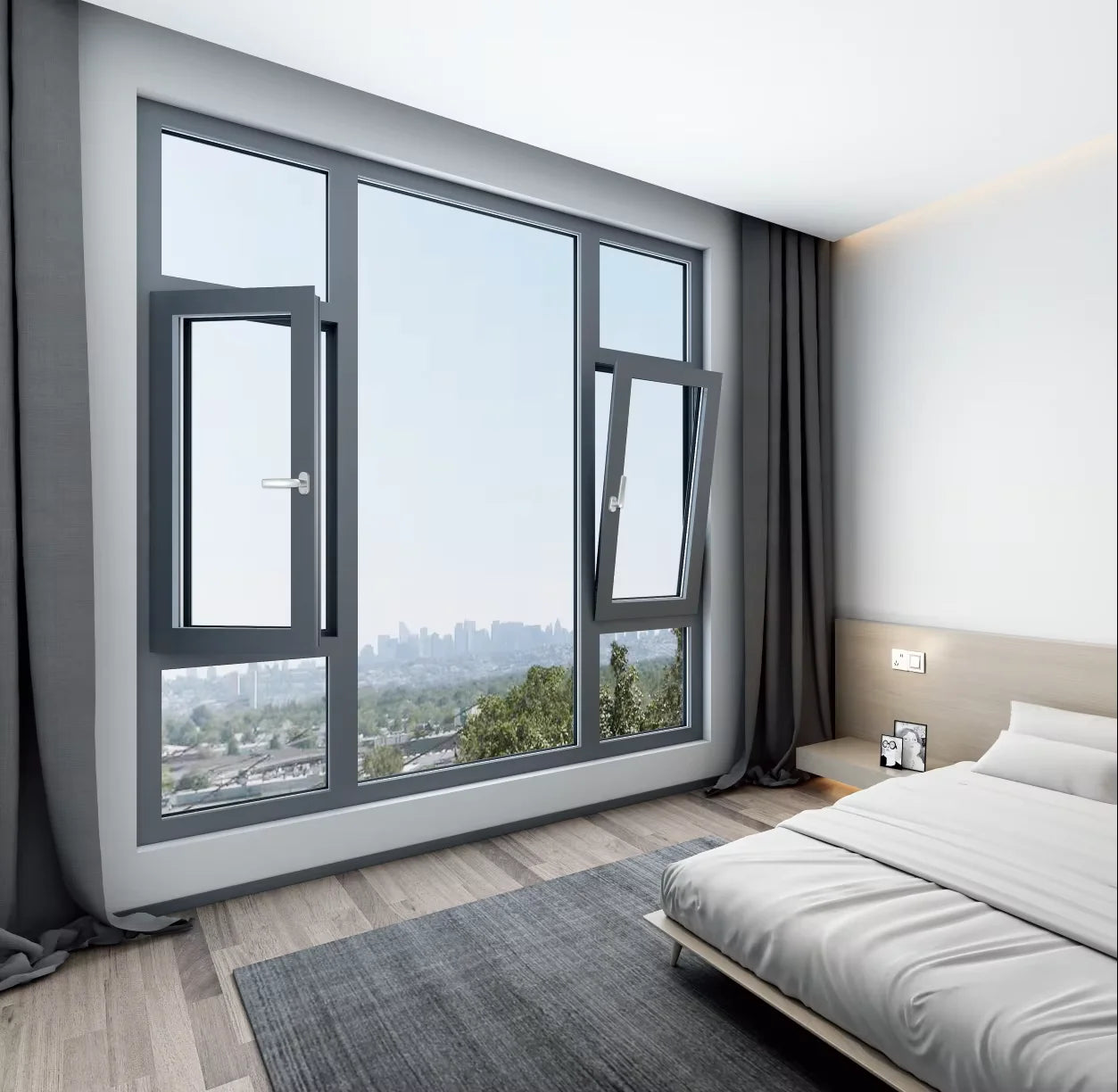 Modern Design Tilt and Turn Aluminum Alloy  Double Glazed Sliding Windows and Doors