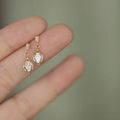14K Gold Plating Pure 925 Sterling Silver Prismatic Simple Shiny Zirconia Drop Stud Earrings for Women Girls Jewelry