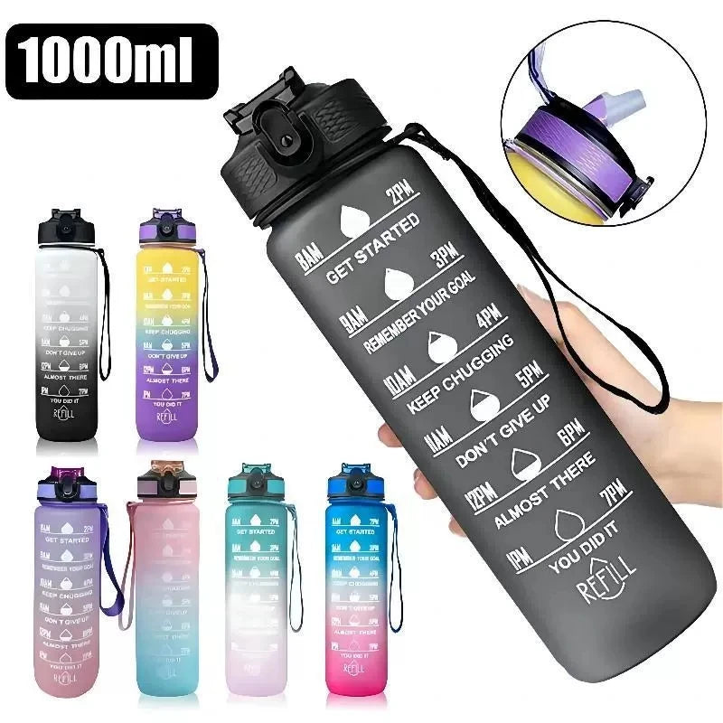 W21 BPA Free Motivational 32OZ Plastic Sports Water Jug Outdoor 1L Fitness Water Bottle Custom Logo Sports Plastic Water Bottle