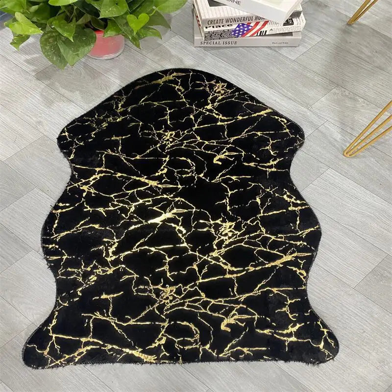 Machine-Made Bronzing Rabbit Fur Carpet Faux Fur Floor Carpet Non-slip Area Rug for   Living Room and Bedroom