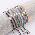 High Quality New Cute Design 3mm Gemstone Jewelry Freshwater Pearl Stainless Steel Beads Macrame Adjustable Bracelet for Women