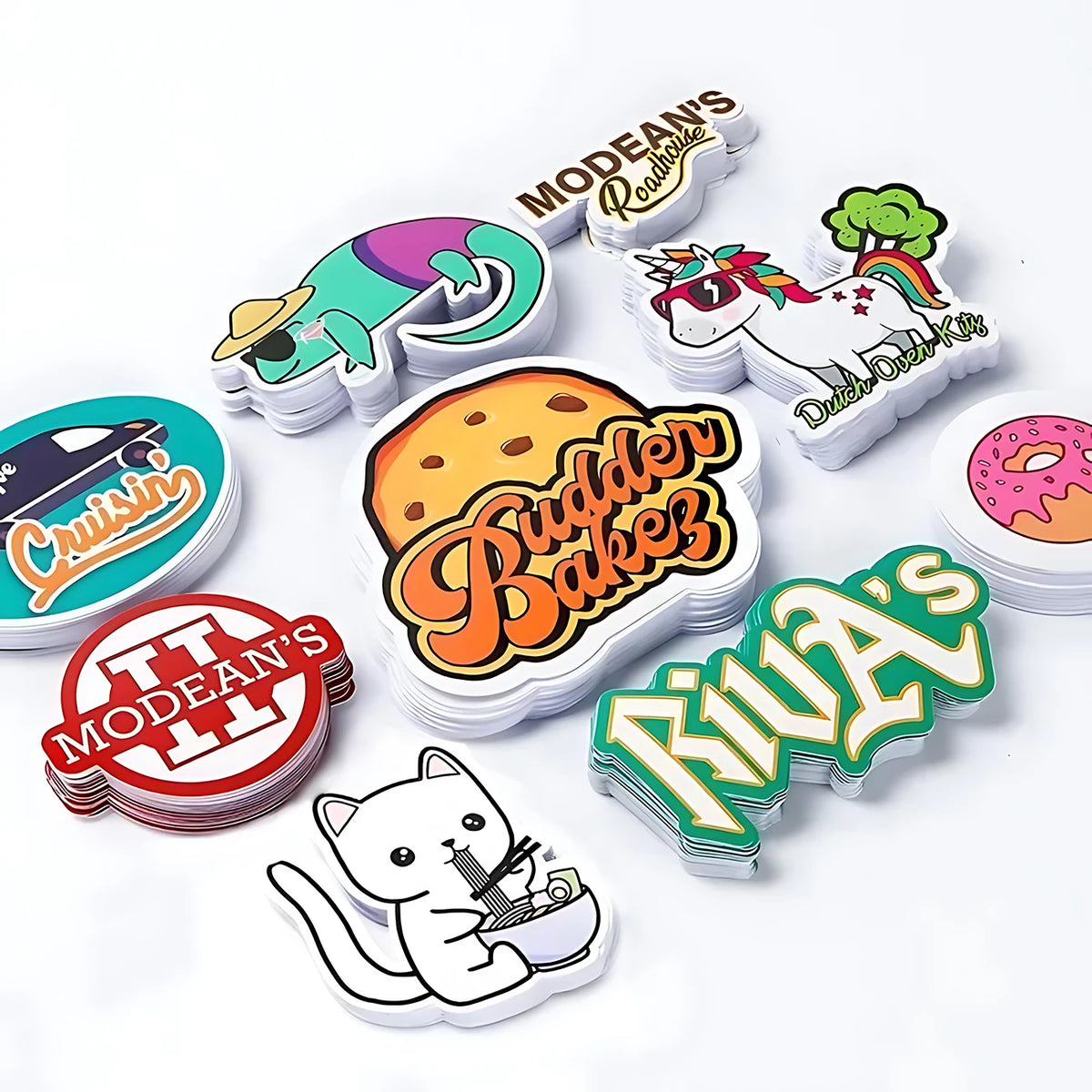 UV Resist Printing Waterproof Durable White Vinyl PVC Self-Adhesive Die Cut Customized Logo Sticker Custom Stickers