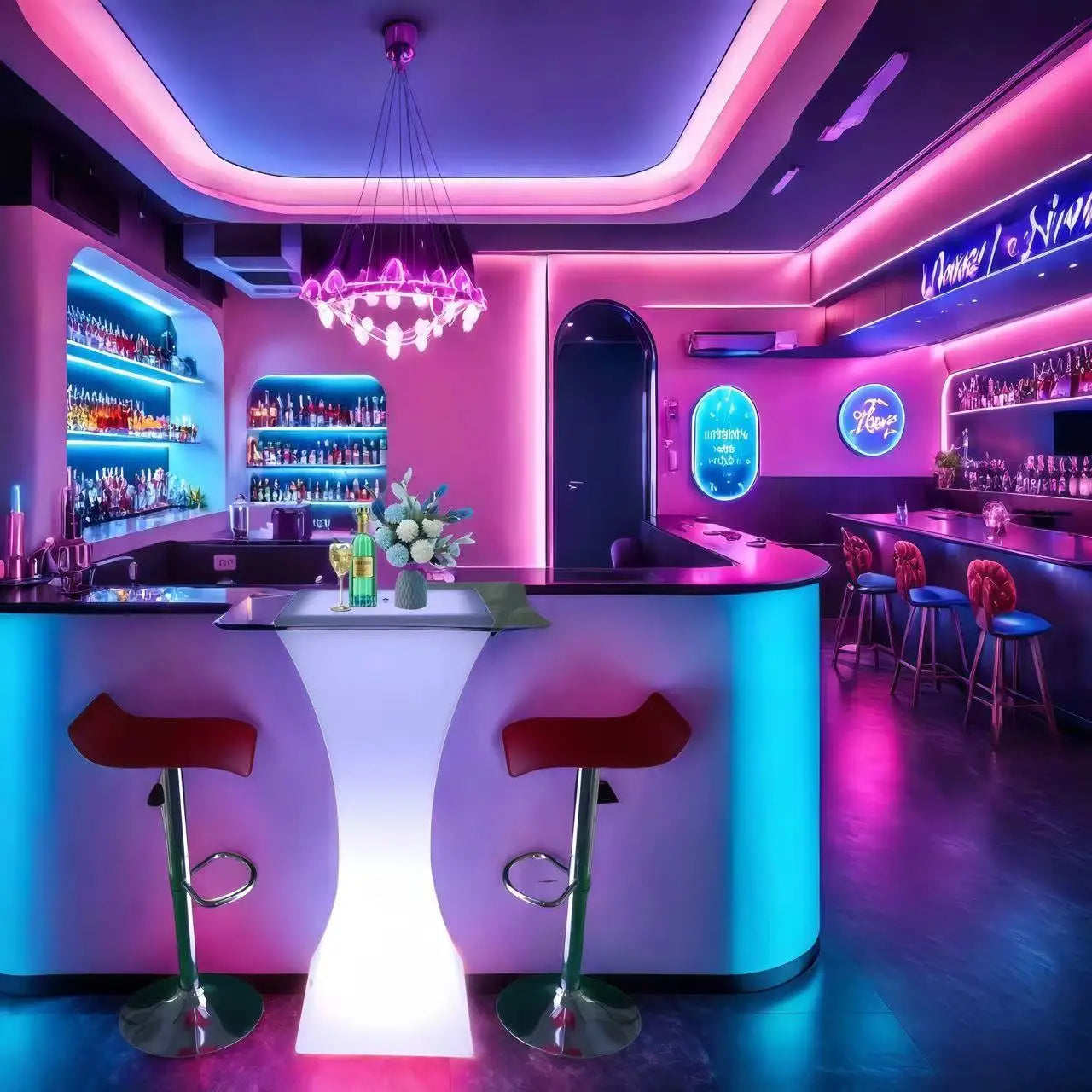 Wholesale 16-Color-Changing LED Bar Table Waterproof Outdoor Metal Furniture Event & Party Rentals for Hotels