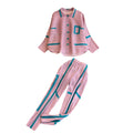 Wholesale 2026 Autumn Light Mature Style Retro Temperament Wrinkle Loose Printed Shirt High Waist Small Foot Pants Women's Set