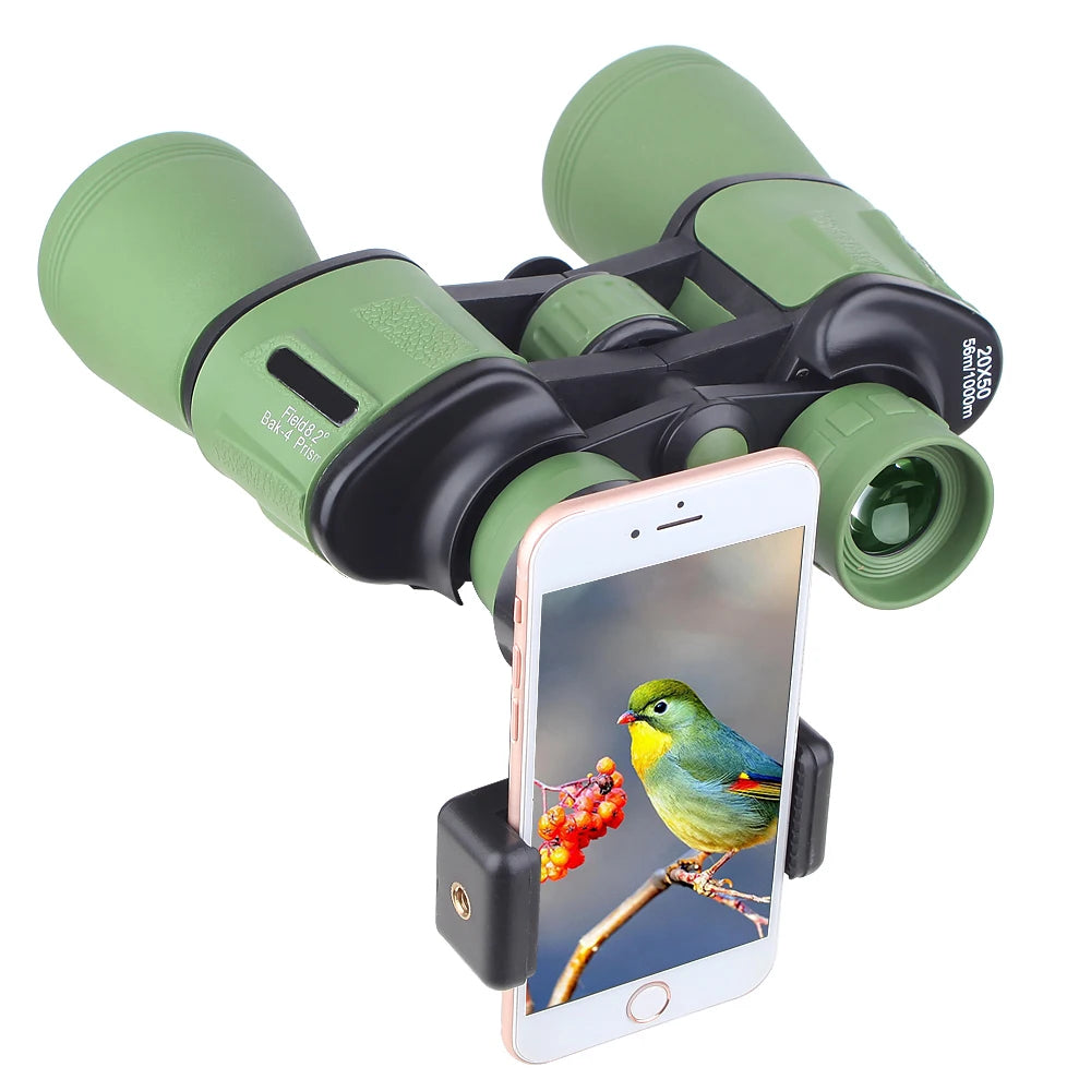 Binoculars 20x50 High Maginification Wide Angle Porro  HD Powerful Optical Telescope for Outdoor Hunting