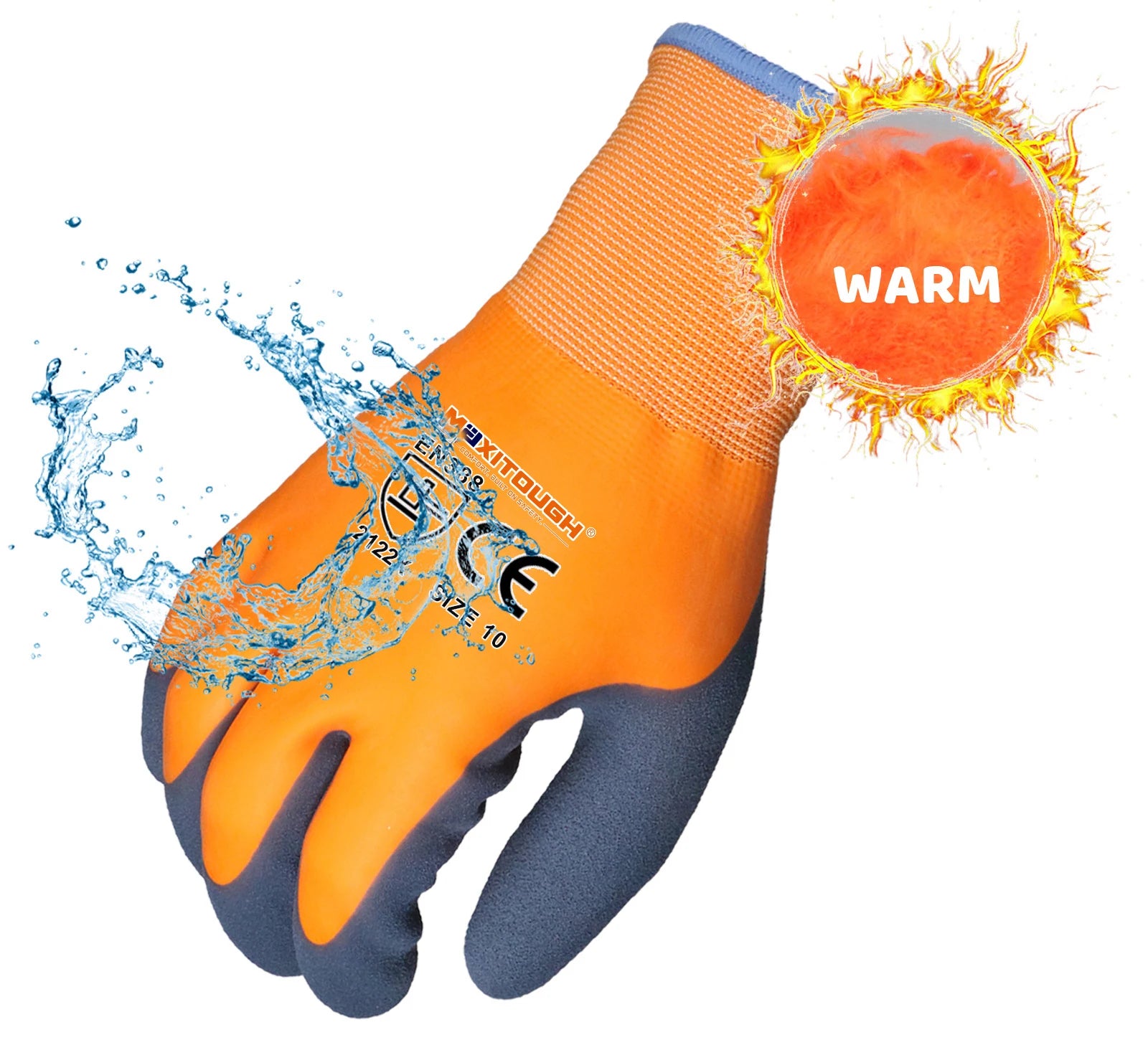 MAXITOUGH New Popular Custom Color Latex Sandy Finish Acrylic Cold Weather Coated Acrylic Terry Brush Warm Winter Thermal Gloves