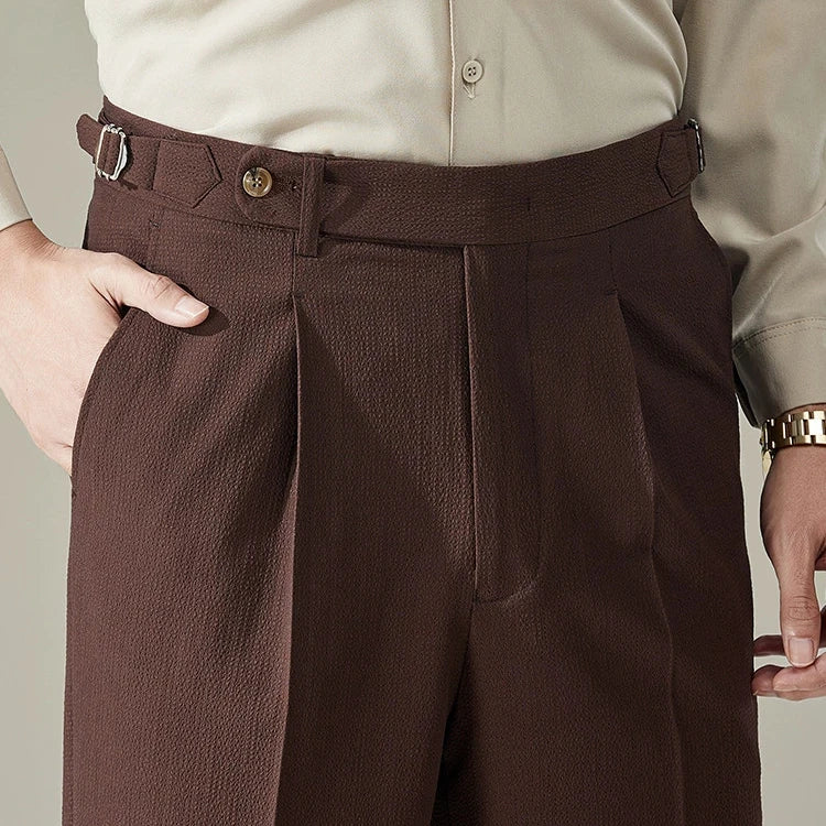 ODM/OEM Men's High Quality Casual Italian Style Naples Spring Breathable Straight Pants Foam Gauze Clothing