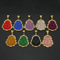 316L Stainless Steel Crystal Edge Buddha Pendants & Charms Necklace Multi Color Natural Jade Religious Maitreya Pendants