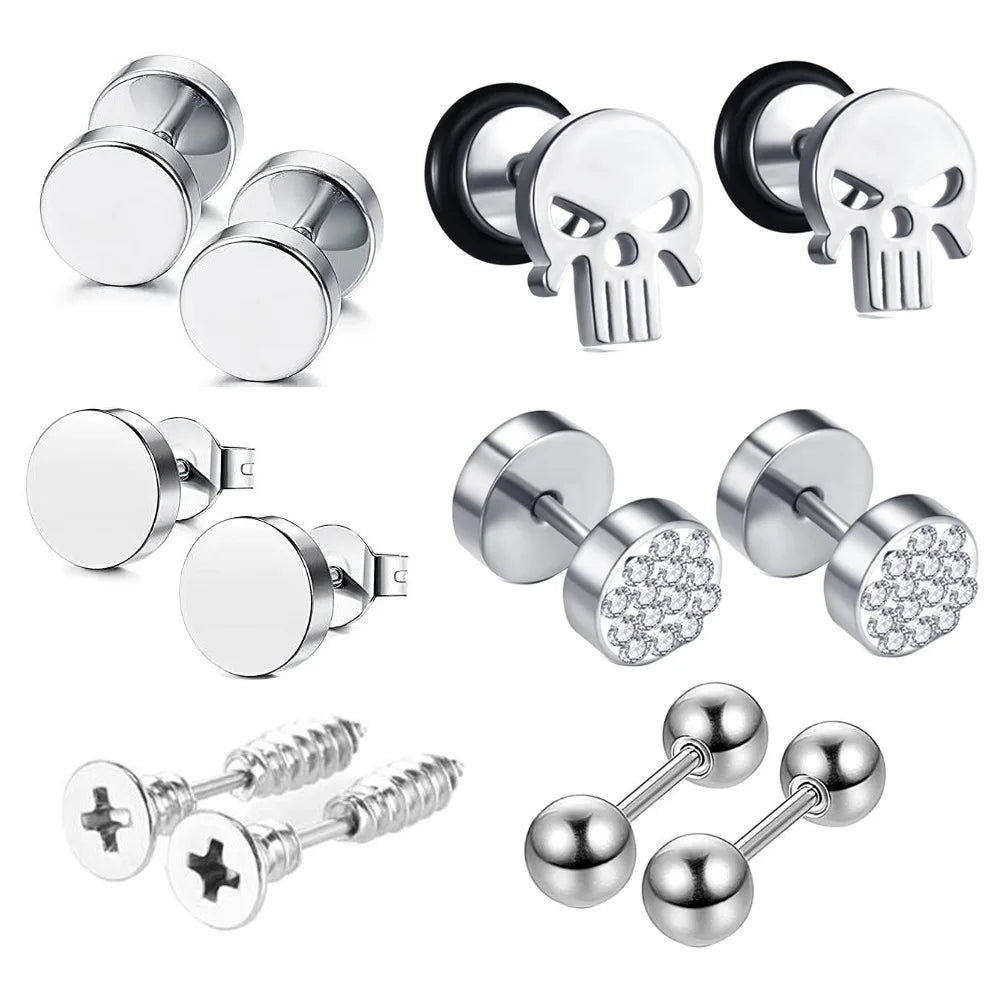 Fashion Jewelry Earrings With Zircon Men's Explosion-proof Earring Set False Ear Stretching Simple Atmospheric Men's Earrings