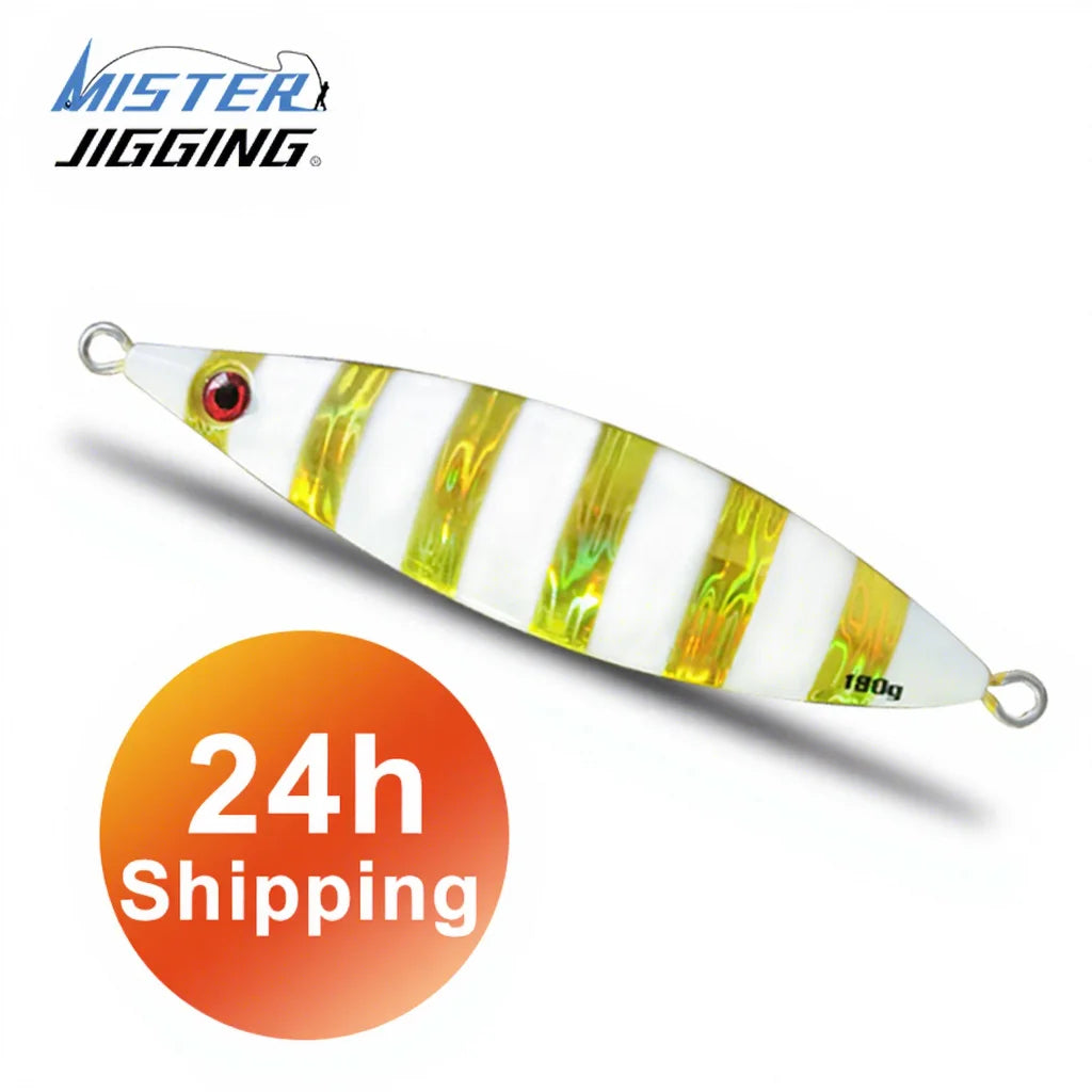 MISTER JIGGING 24h Fast Shipping 250g  Glow Fishing Lures for Striped Bass Metal Fishing Jigs Slow Pitch Jigs