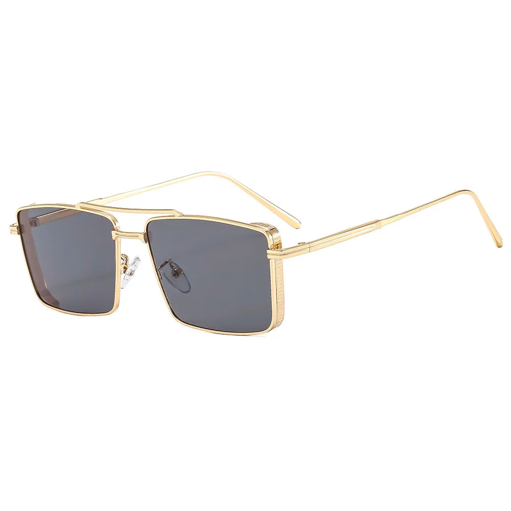 2023 New Fashion Unisex Chic Sunglasses Luxury Specs Branded Double Bridge Gradient Thick Square Metal Frame Sunglasses for Men